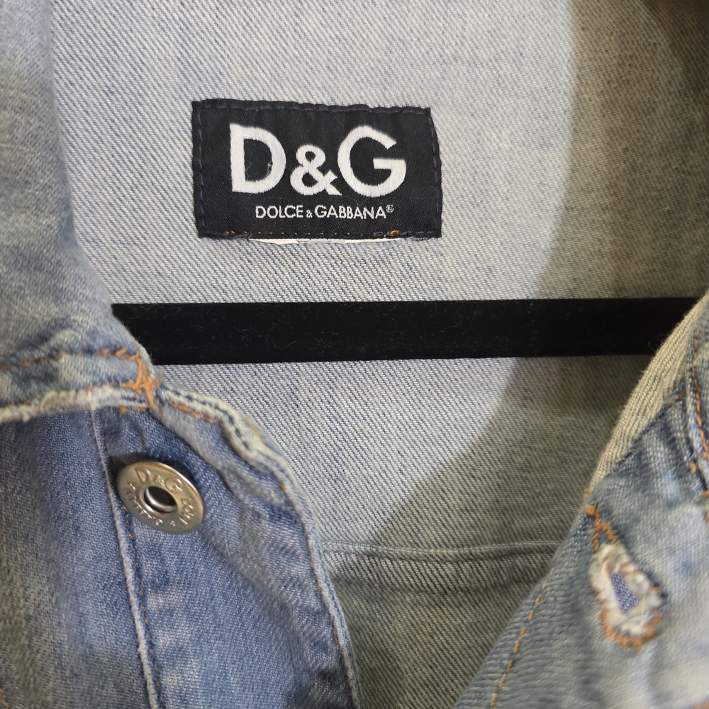 D&G Women's Light Blue Denim Jacket Dolce Gabbana Large Hearts 10 Y2K - Picture 3 of 16